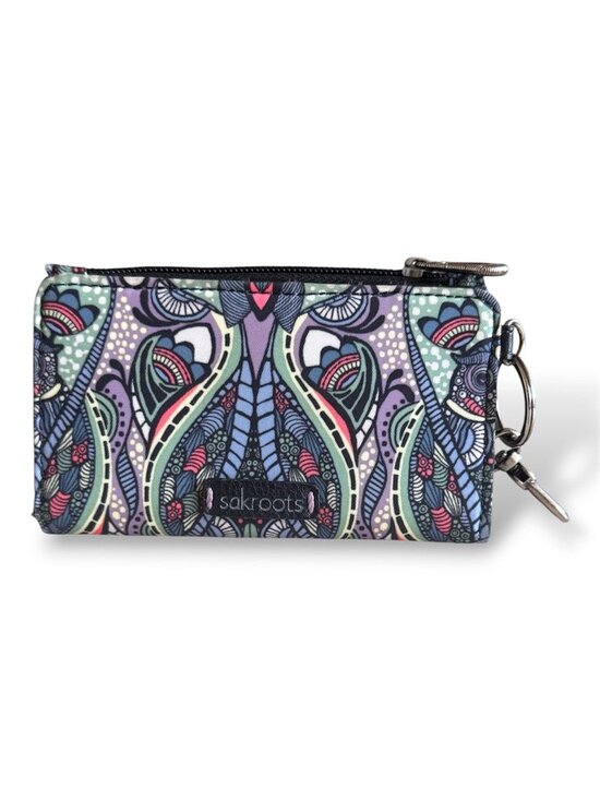 Sakroots Handbags - Sakroots Eco-Twill Encino Essential Wallet, Blue, teal, purple, salmon